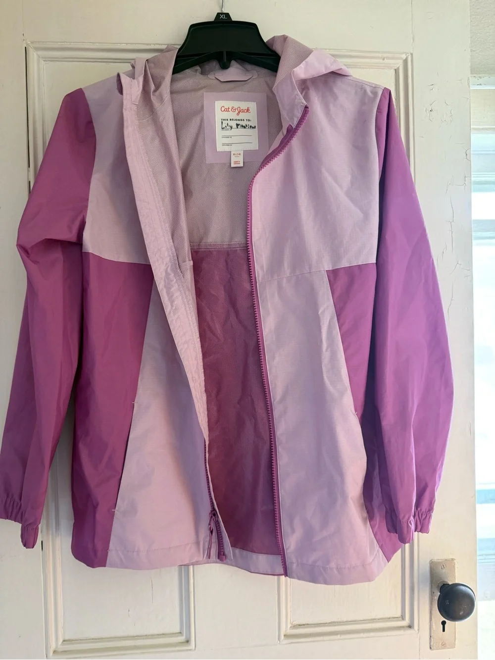 Cat & Jack Purple Colorblock Hooded Rain Jacket
